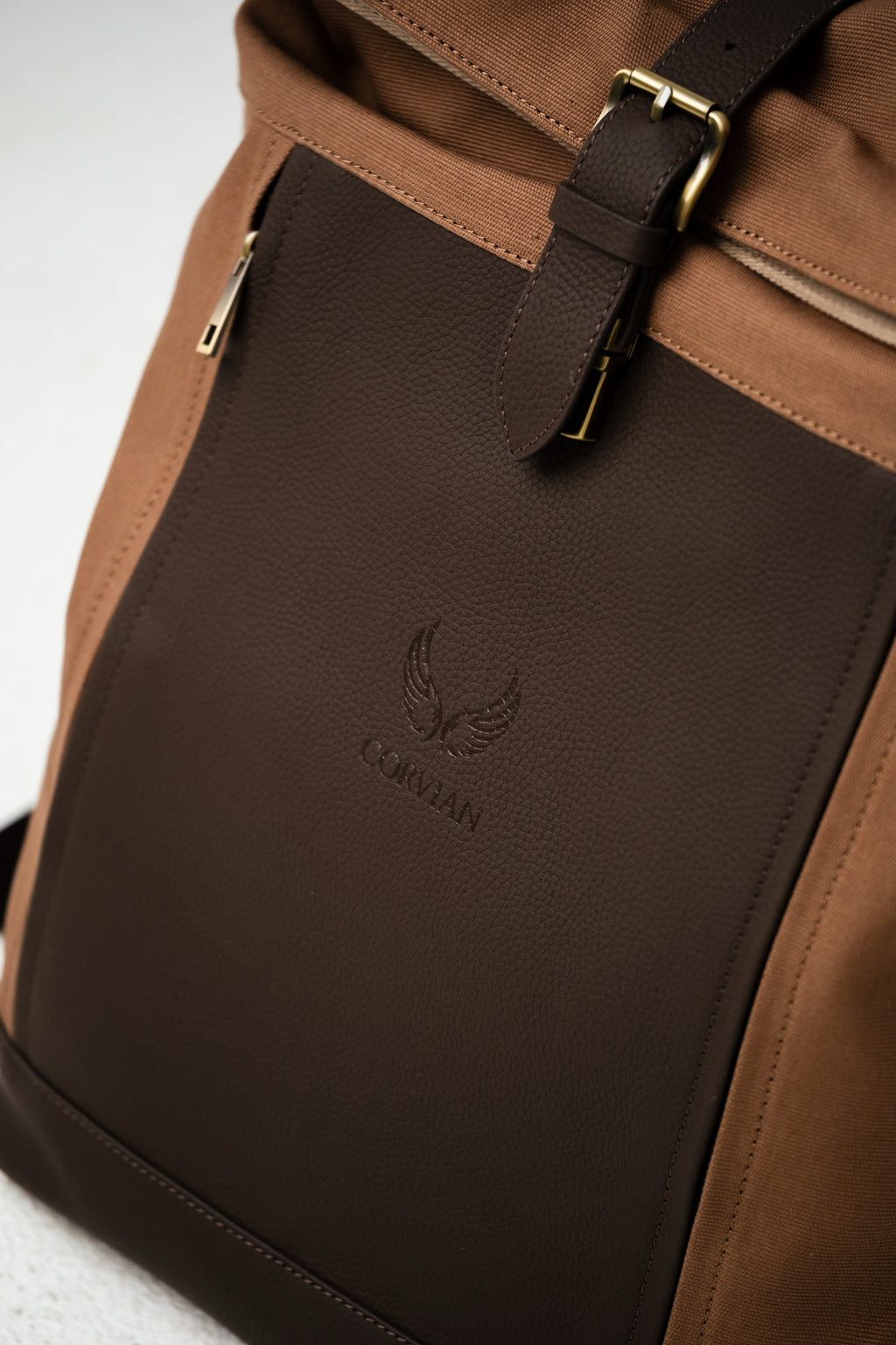 Canvas & Leder Roll-Top – Braun