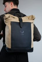 Canvas & Leder Rolltop – Khaki-Schwarz