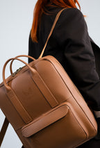 2-in-1 Rucksack-Aktentasche – Cognac
