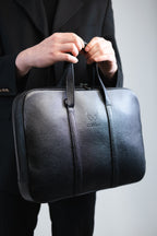 Laptop-Tasche aus Leder – Schwarz