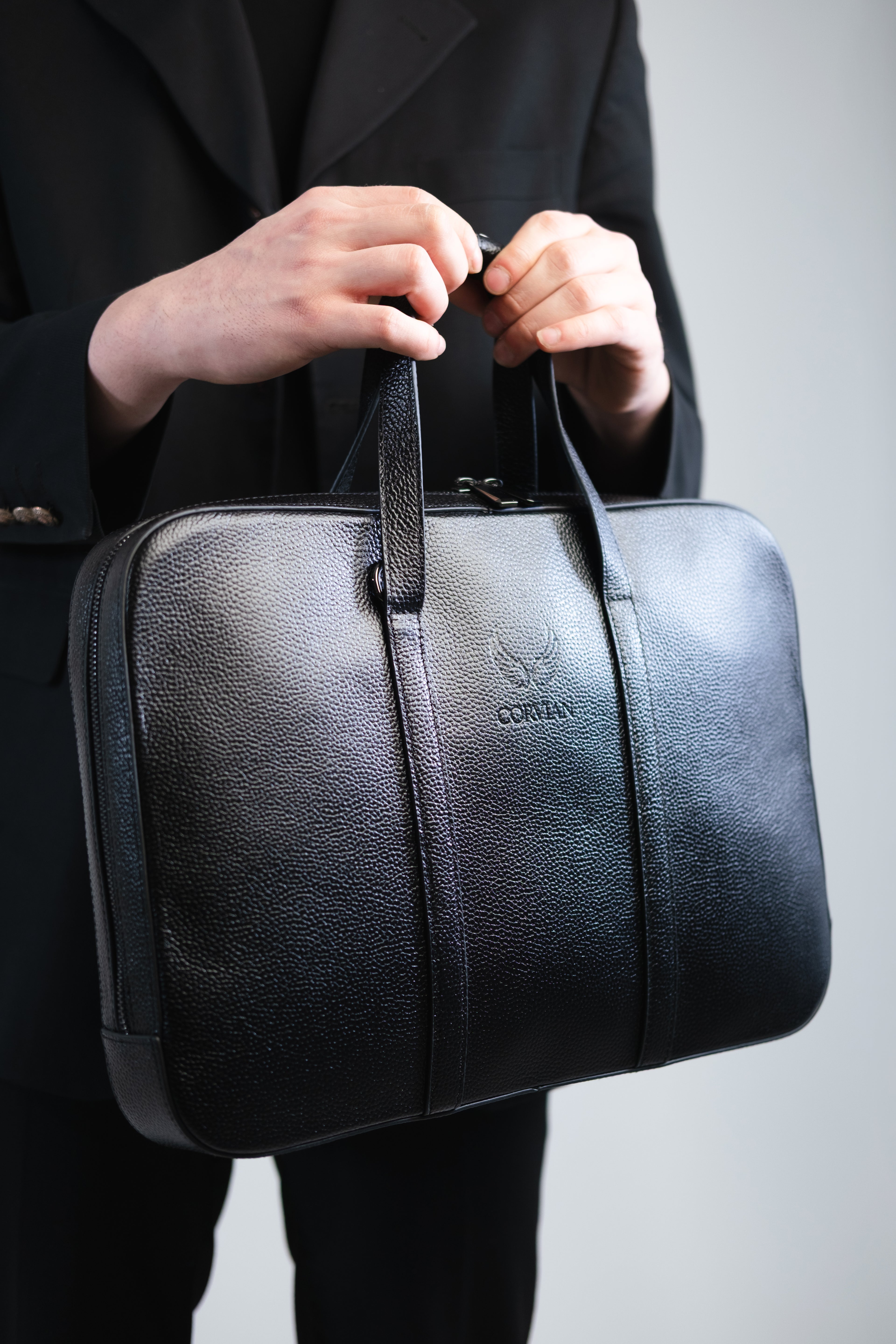Laptop-Tasche aus Leder – Schwarz