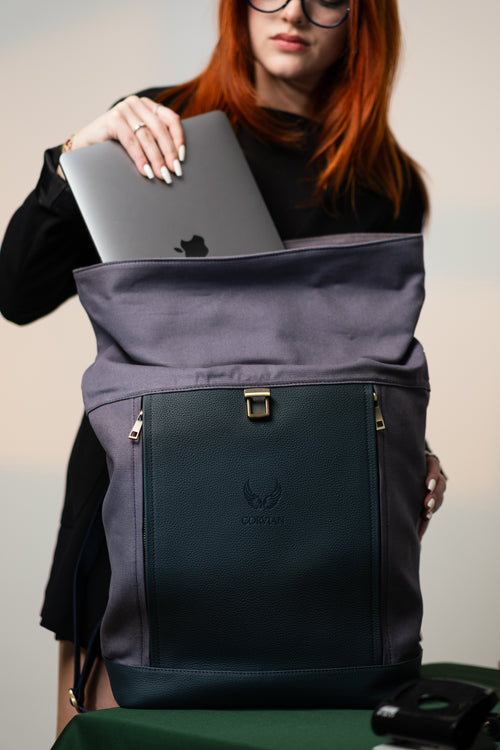 Canvas & Leder Rolltop – Anthrazit