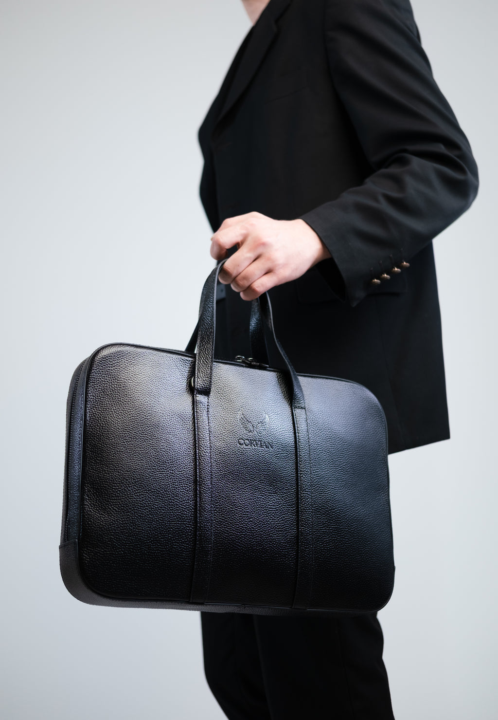 Laptop-Tasche aus Leder – Schwarz