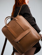 2-in-1 Rucksack-Aktentasche – Cognac