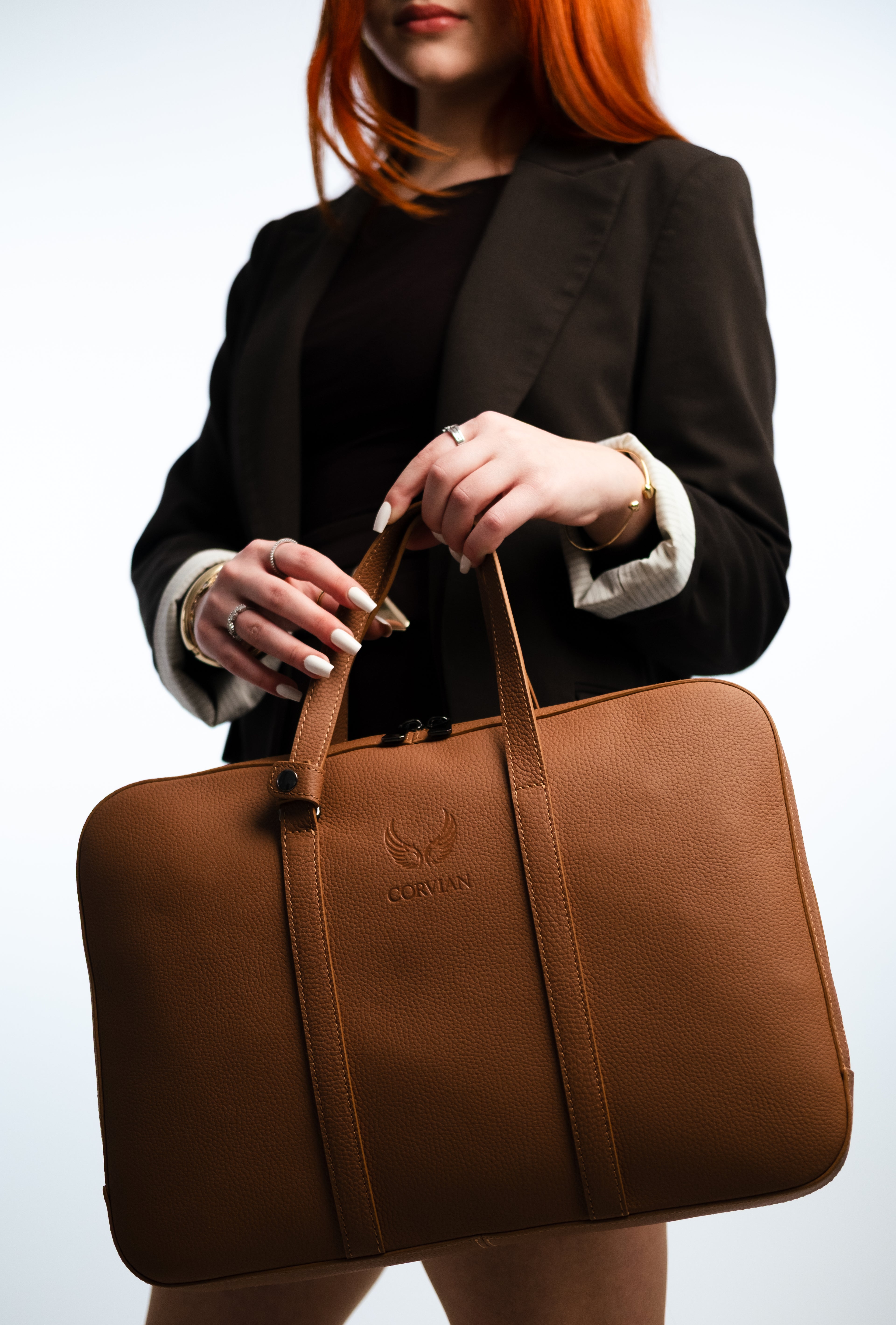Laptop-Tasche aus Leder – Cognac