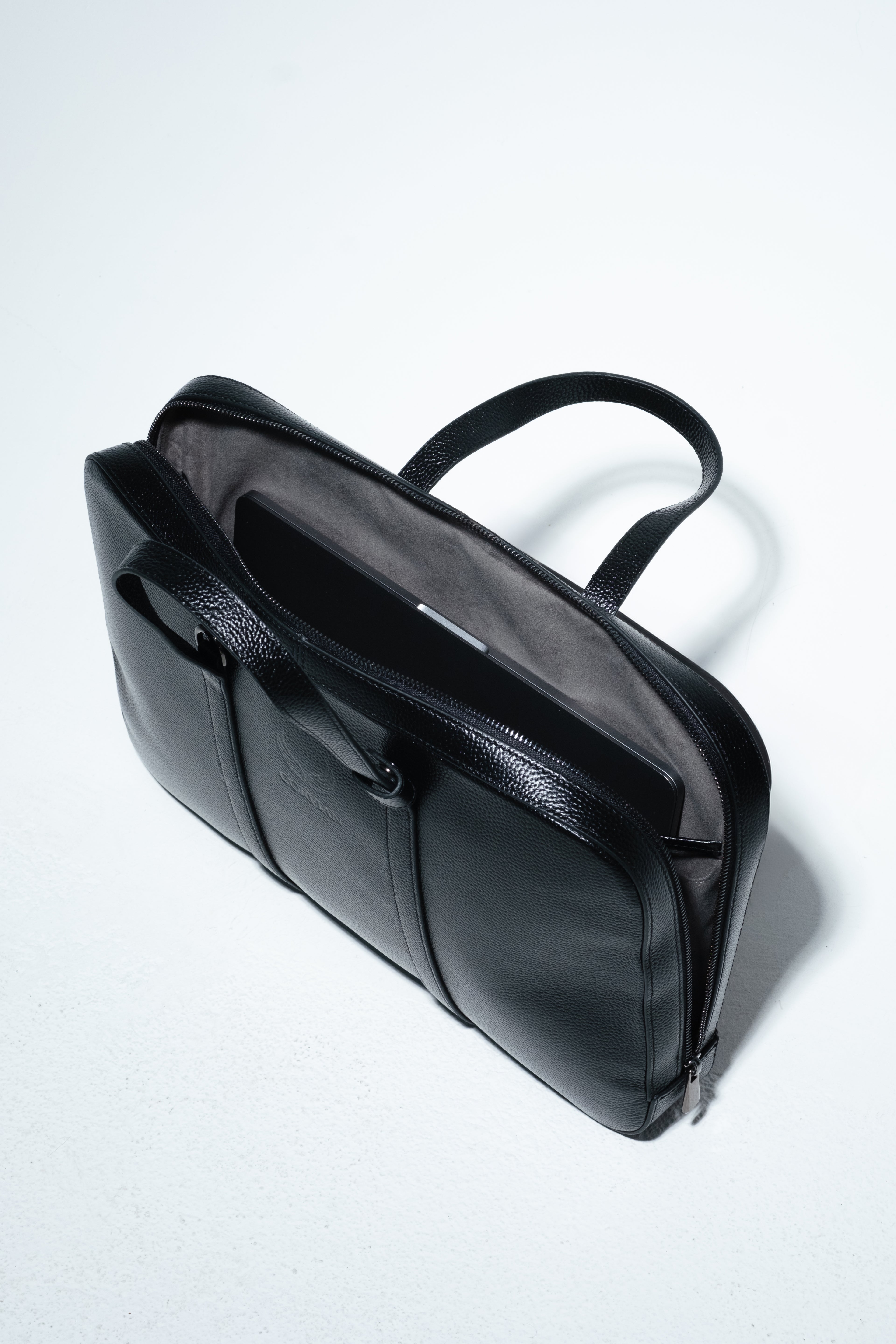 Laptop-Tasche aus Leder – Schwarz