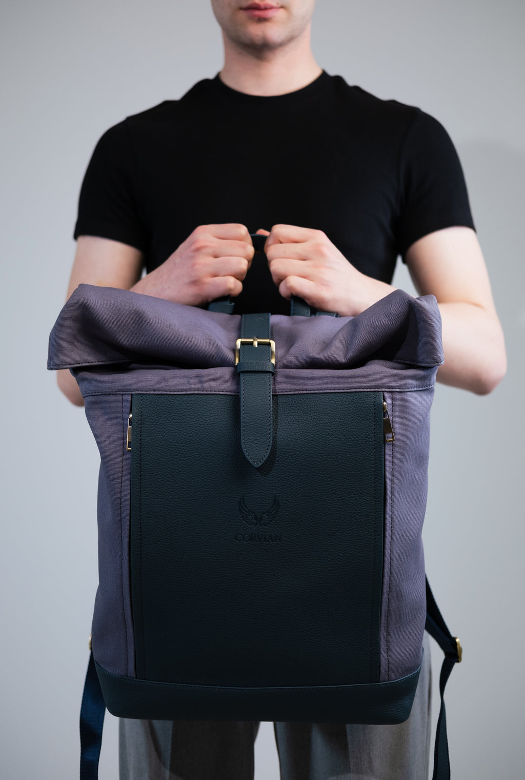 Canvas & Leder Rolltop – Anthrazit