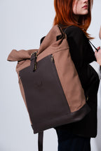 Canvas & Leder Roll-Top – Braun