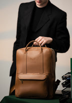 2-in-1 Rucksack-Aktentasche – Cognac