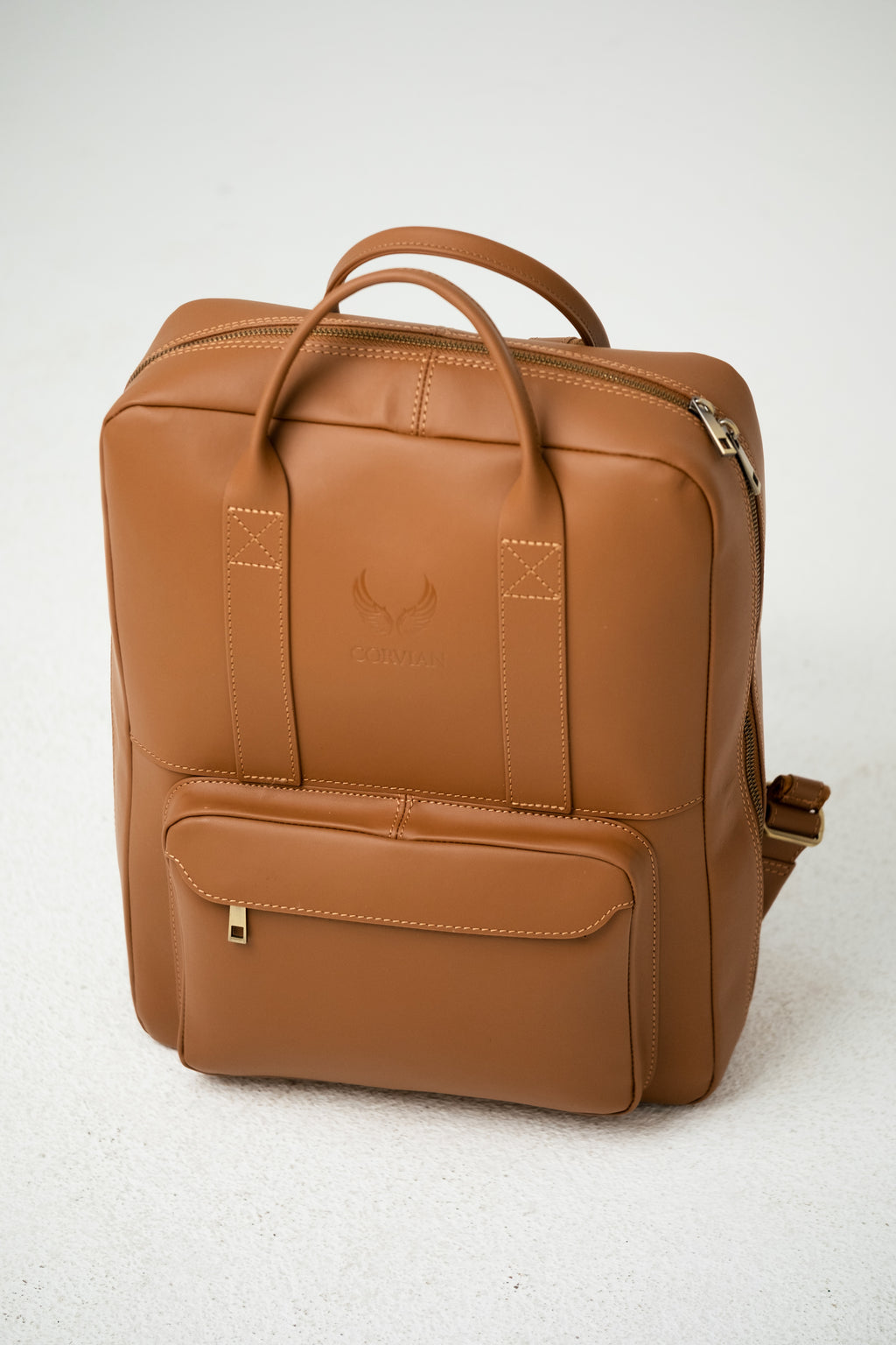 2-in-1 Rucksack-Aktentasche – Cognac