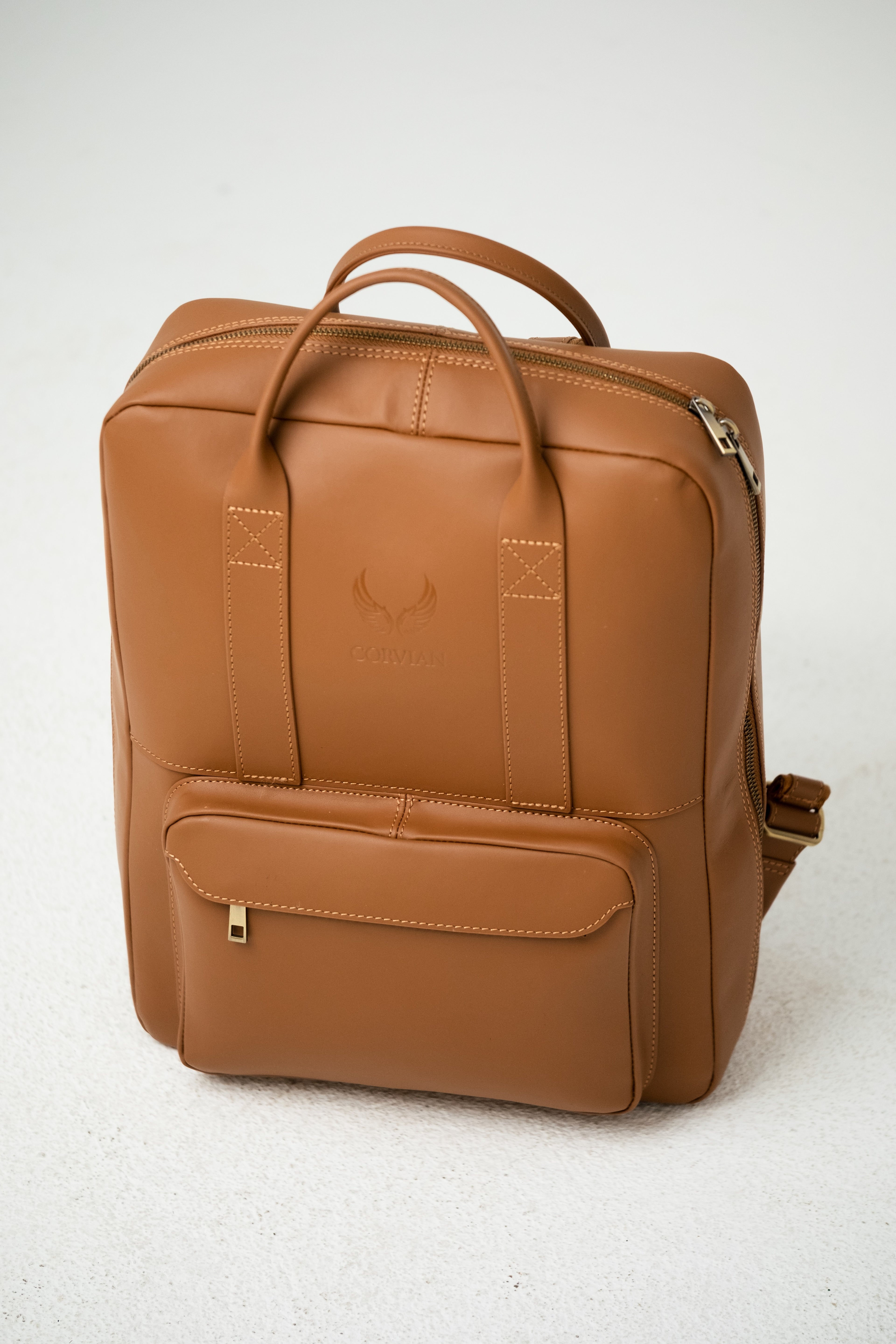 2-in-1 Rucksack-Aktentasche – Cognac