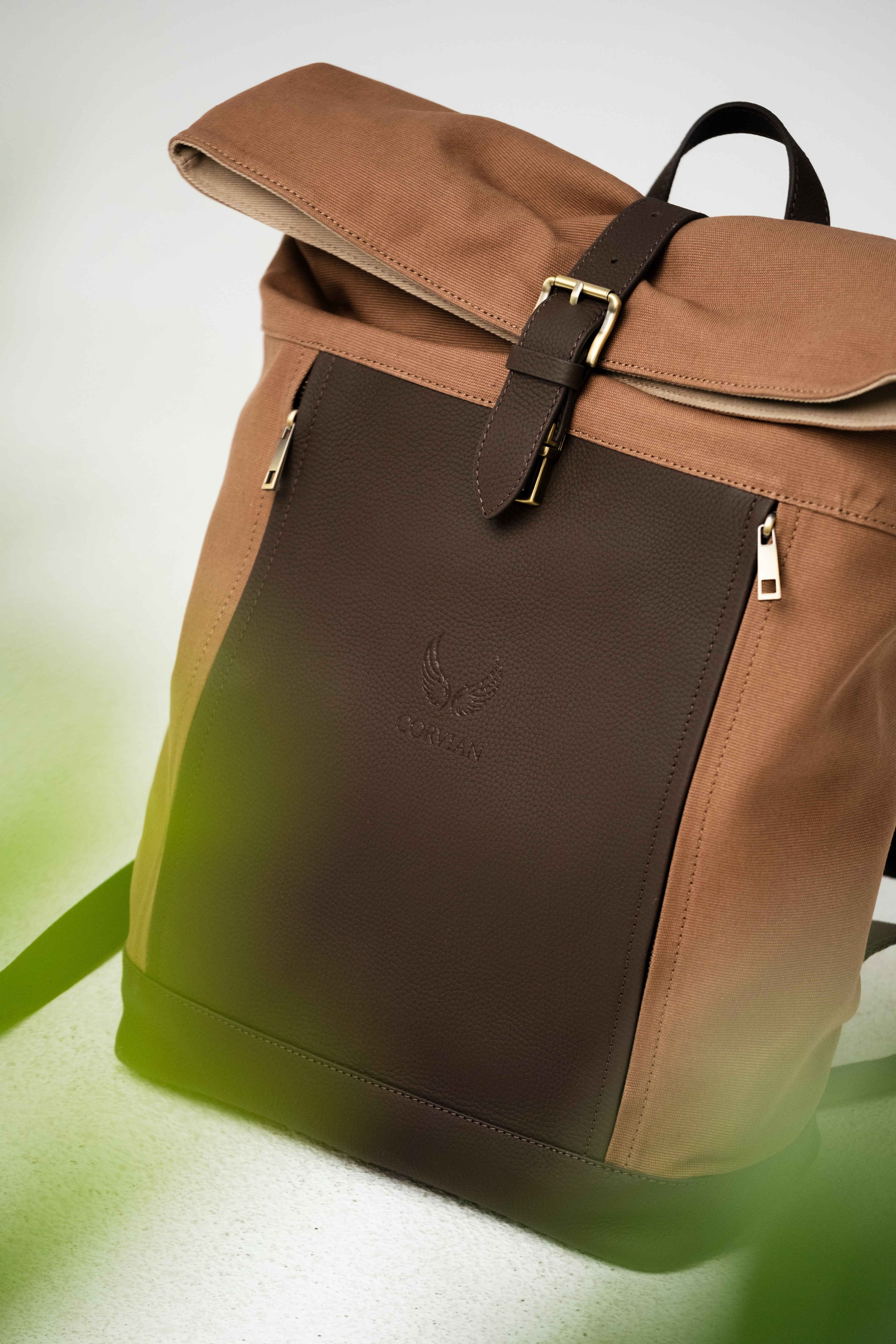 Canvas & Leder Roll-Top – Braun